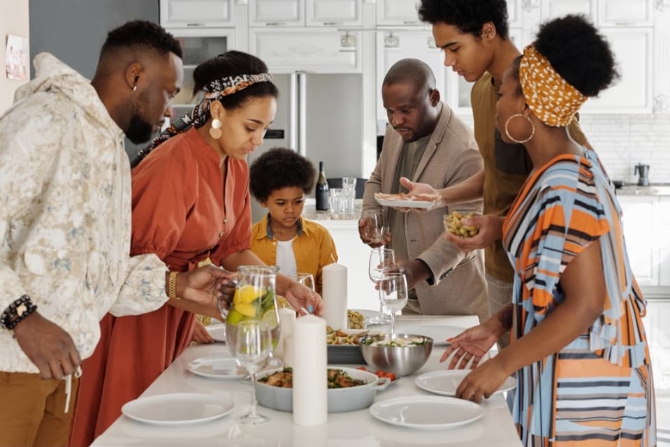 Family enjoying a meal